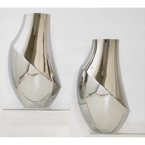Georg Jensen Flora Modern Polished Stainless 9" Vases Lot Of 2
